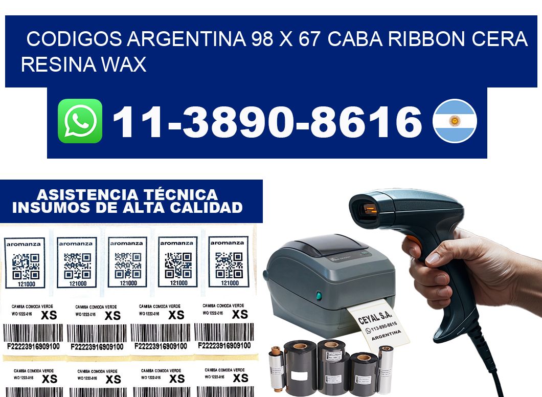 codigos Argentina 98 x 67 CABA Ribbon cera resina wax