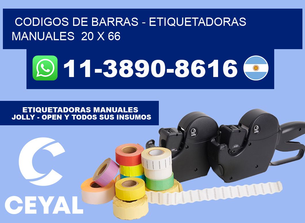 codigos de barras - Etiquetadoras Manuales 20 x 66