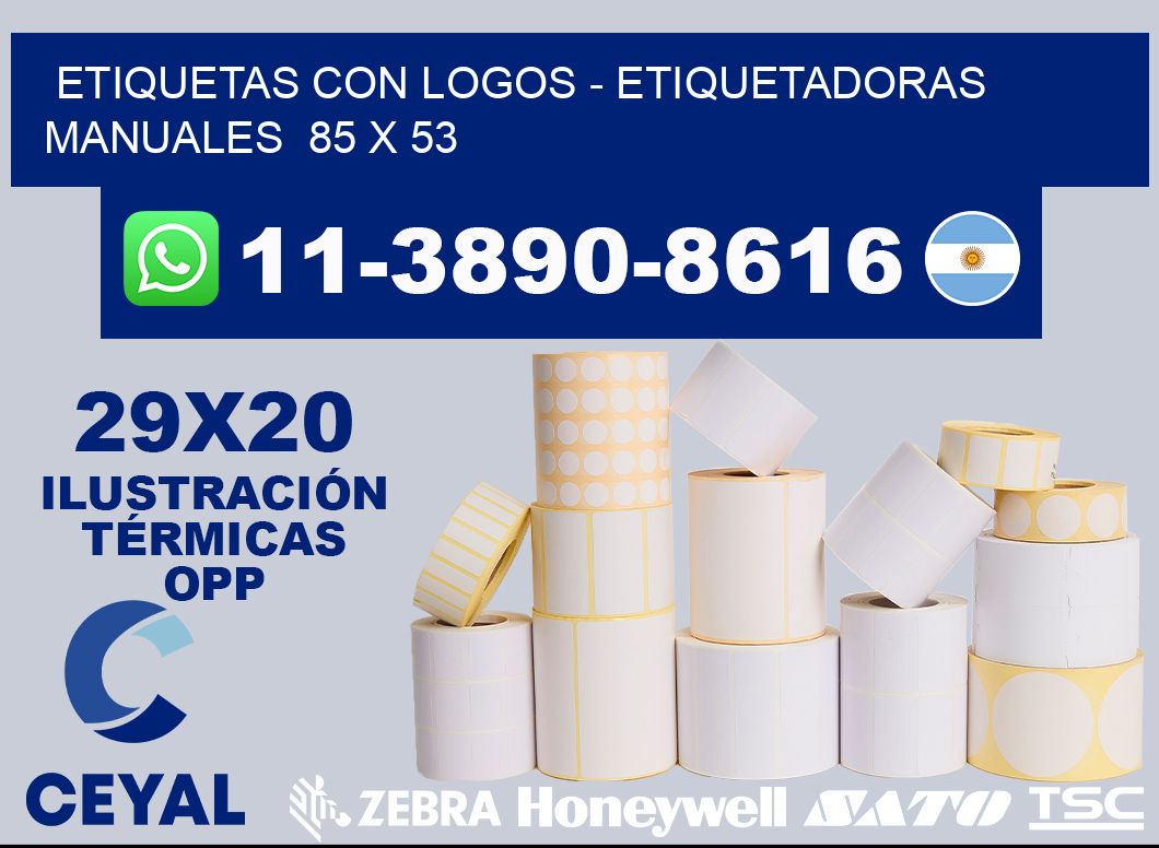 etiquetas con logos - Etiquetadoras Manuales  85 x 53