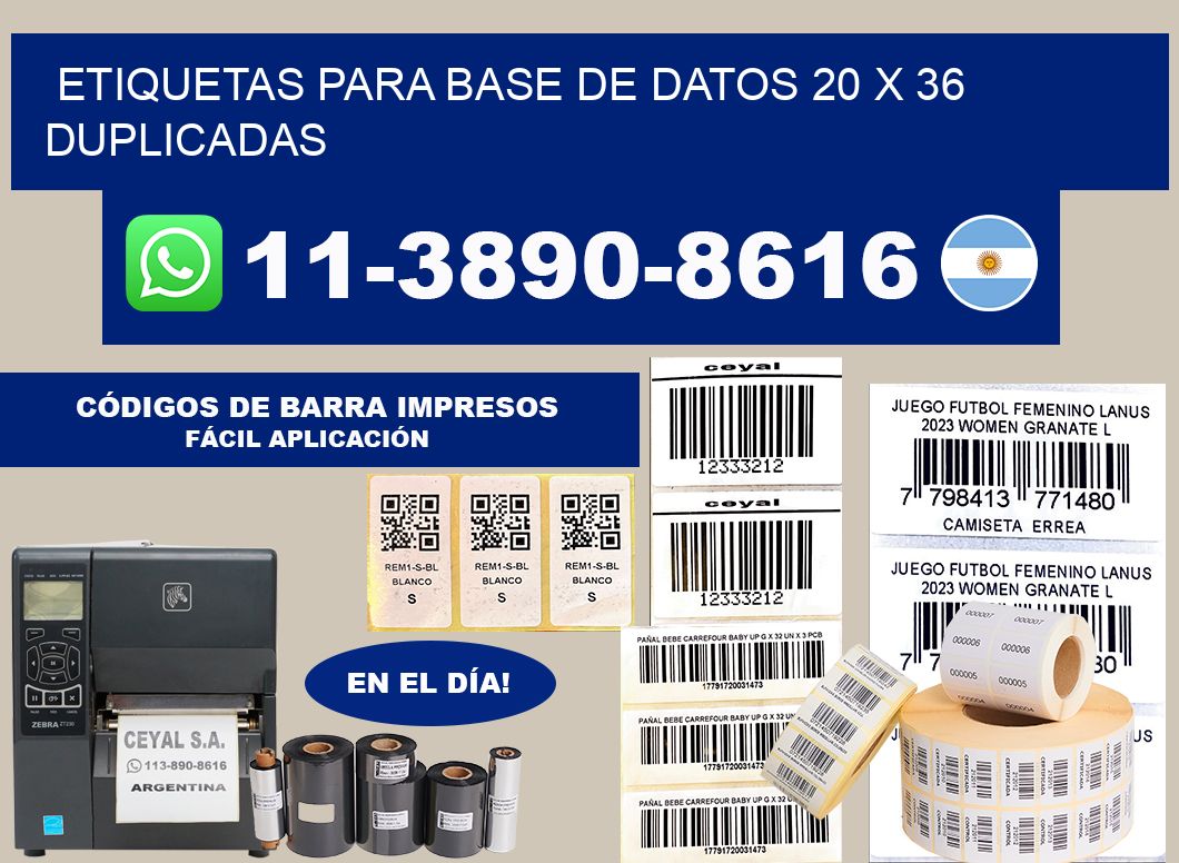etiquetas para base de datos 20 x 36 duplicadas