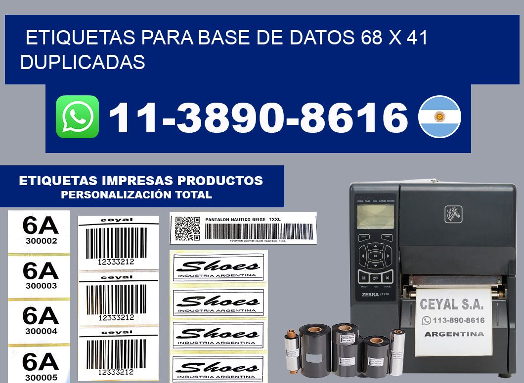 etiquetas para base de datos 68 x 41 duplicadas