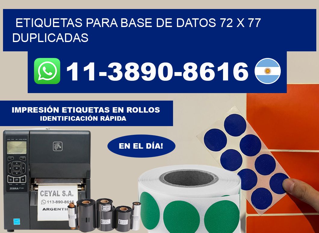 etiquetas para base de datos 72 x 77 duplicadas