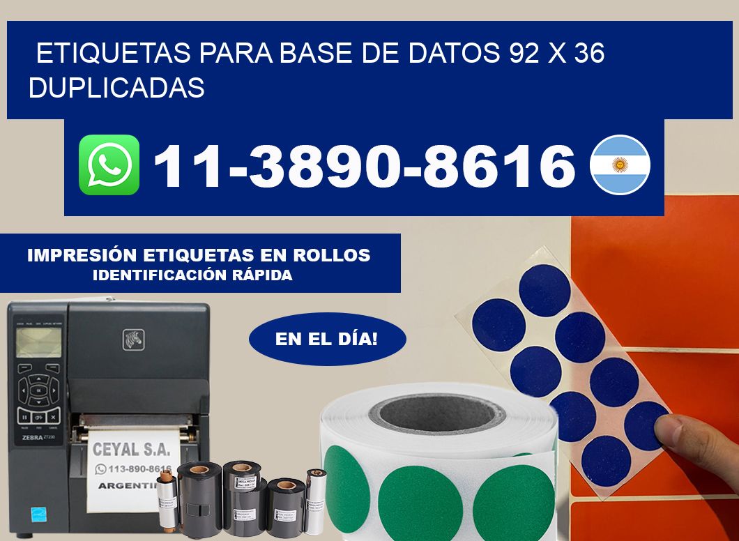 etiquetas para base de datos 92 x 36 duplicadas