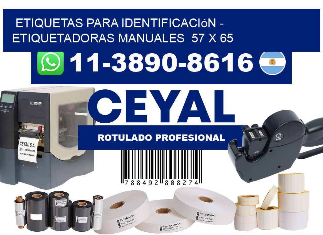 etiquetas para identificación - Etiquetadoras Manuales  57 x 65