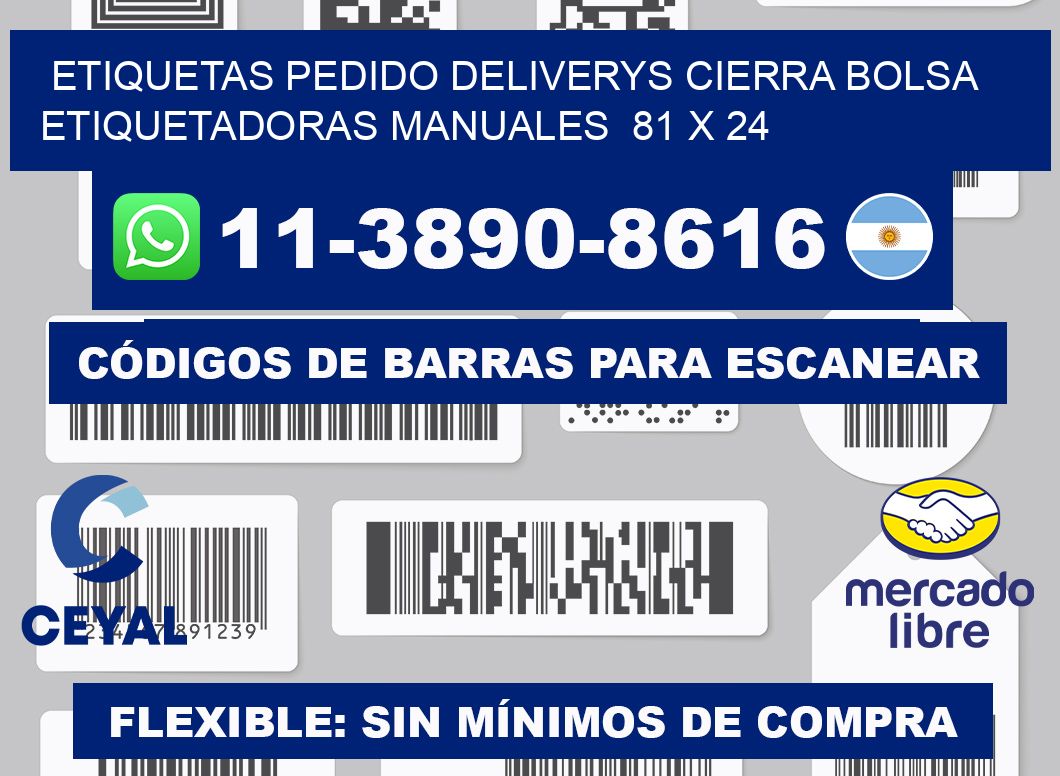 etiquetas pedido deliverys cierra bolsa Etiquetadoras Manuales 81 x 24