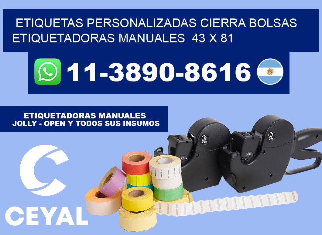 etiquetas personalizadas cierra bolsas  Etiquetadoras Manuales  43 x 81