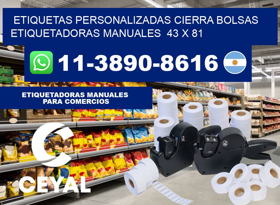 etiquetas personalizadas cierra bolsas  Etiquetadoras Manuales  43 x 81