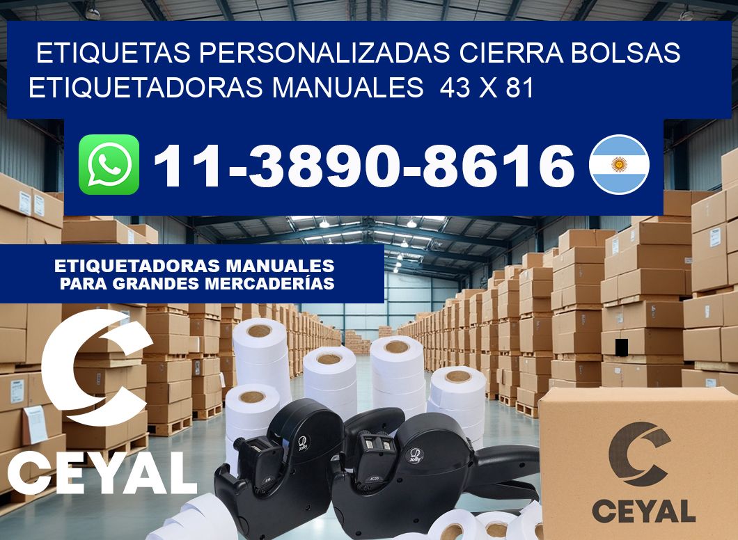 etiquetas personalizadas cierra bolsas  Etiquetadoras Manuales  43 x 81