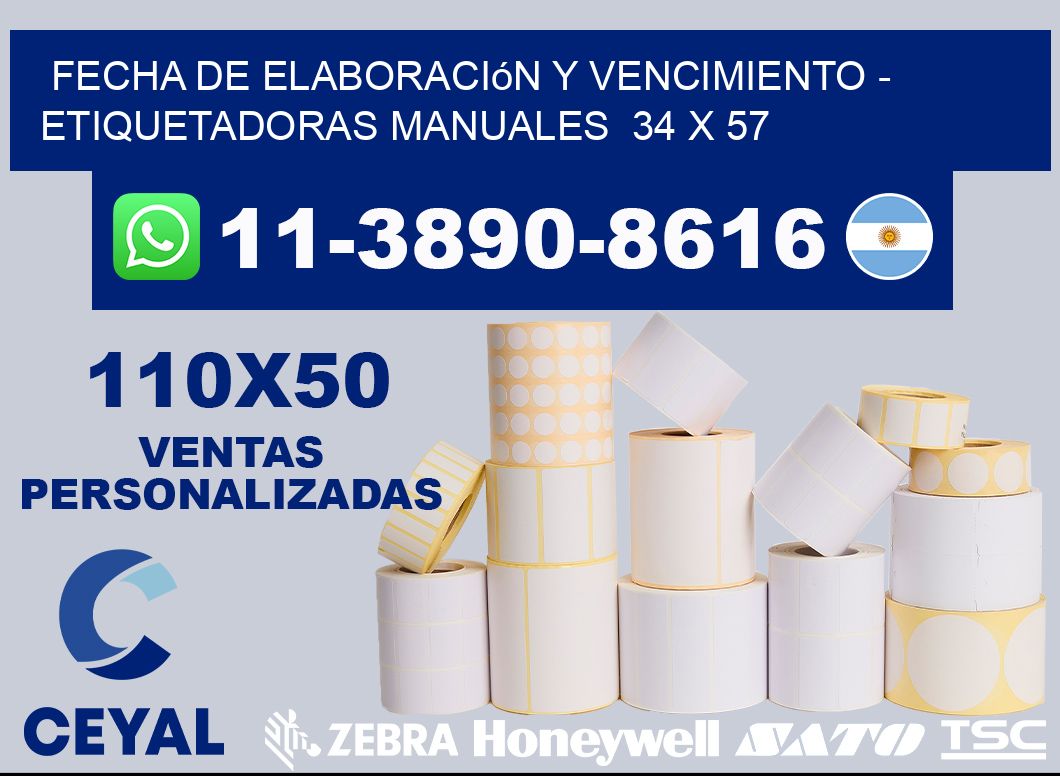 fecha de elaboración y vencimiento - Etiquetadoras Manuales 34 x 57