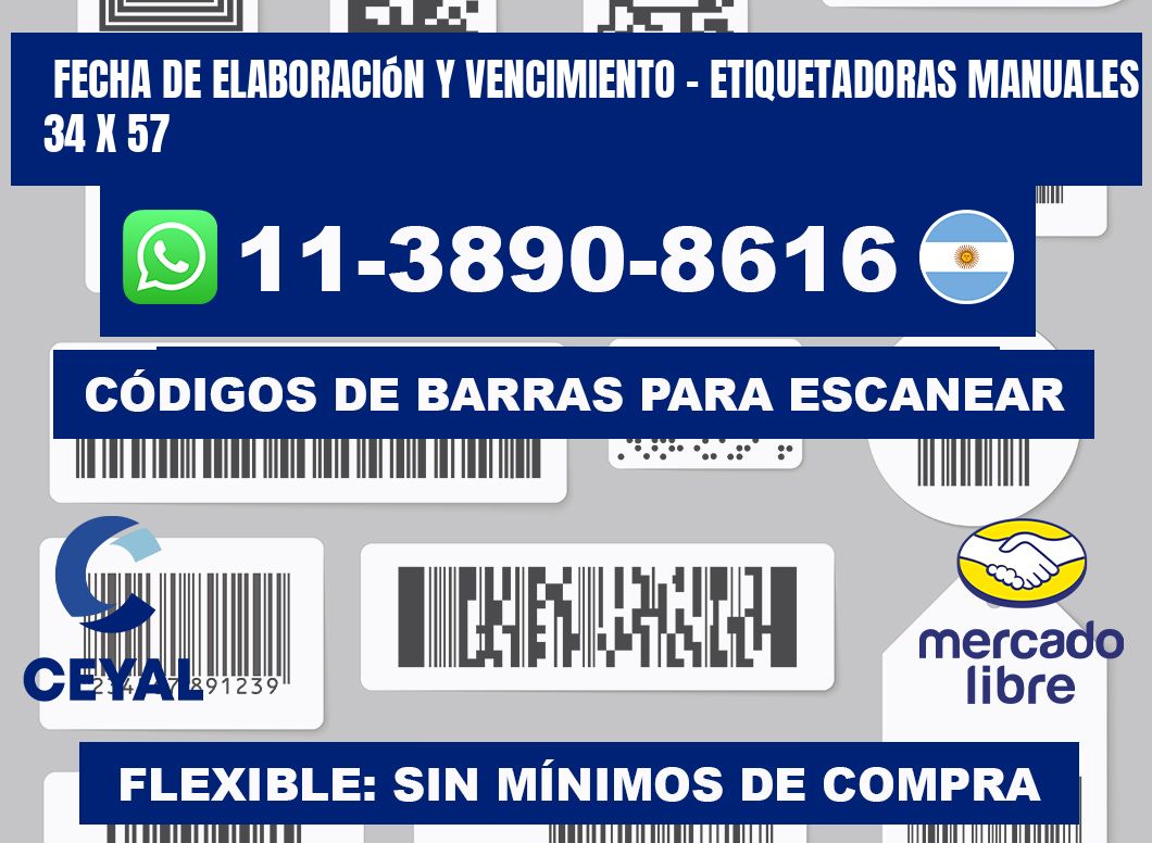 fecha de elaboración y vencimiento - Etiquetadoras Manuales 34 x 57