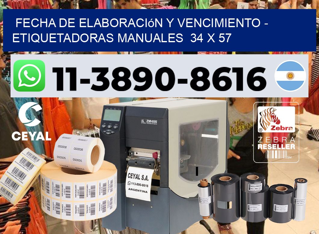 fecha de elaboración y vencimiento - Etiquetadoras Manuales 34 x 57
