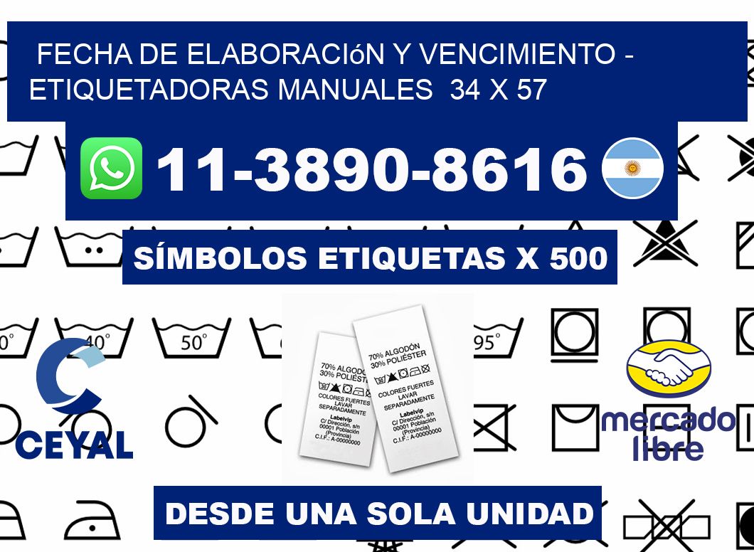 fecha de elaboración y vencimiento - Etiquetadoras Manuales 34 x 57