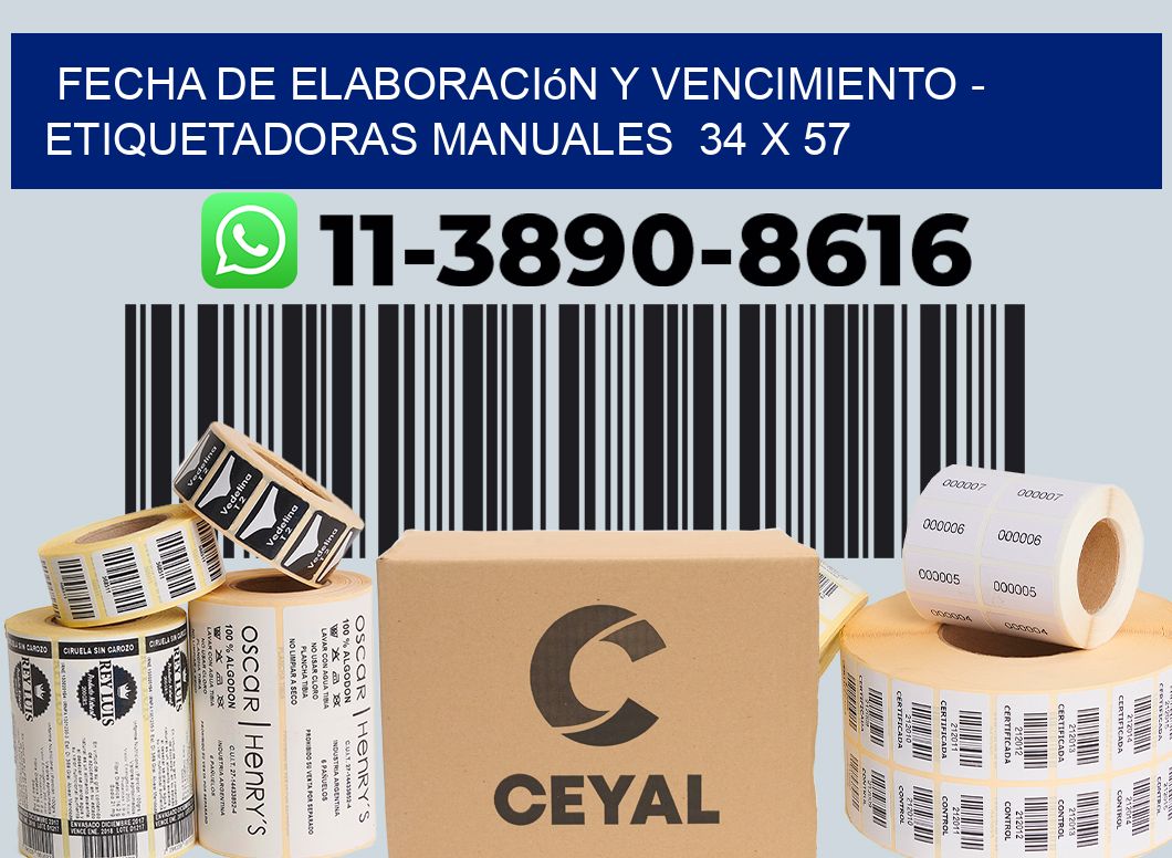 fecha de elaboración y vencimiento - Etiquetadoras Manuales 34 x 57