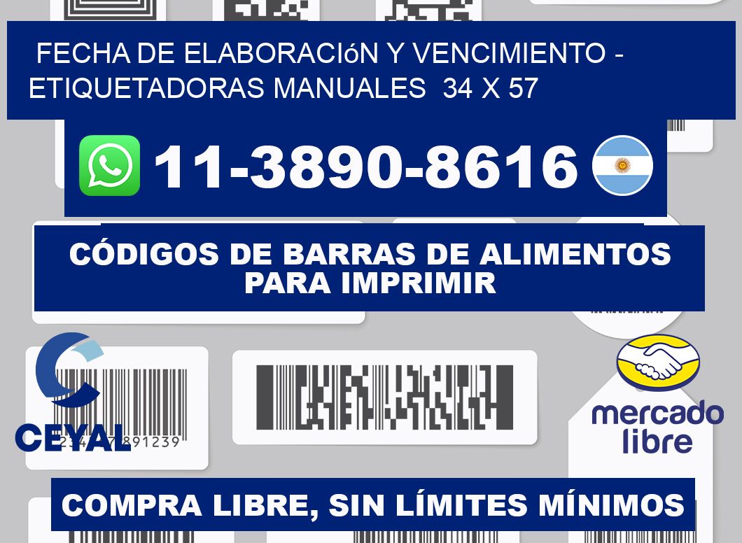 fecha de elaboración y vencimiento - Etiquetadoras Manuales 34 x 57