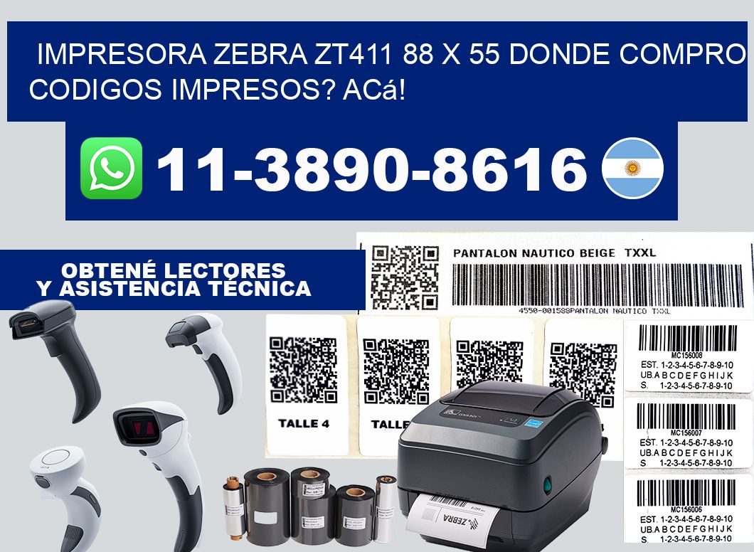 impresora zebra zt411 88 x 55 Donde compro codigos impresos? Acá!