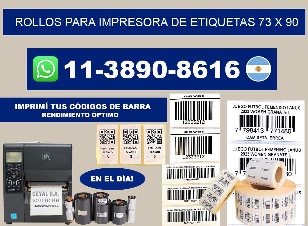 rollos para impresora de etiquetas 73 x 90