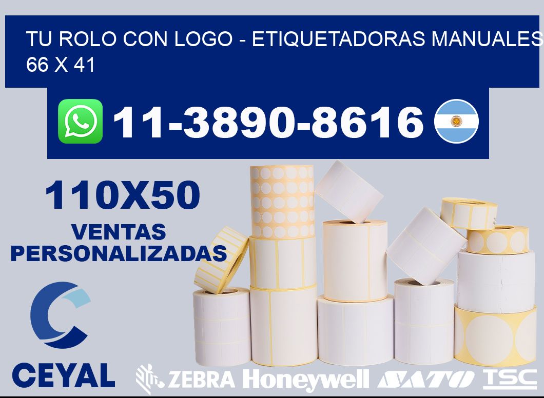 tu rolo con logo - Etiquetadoras Manuales  66 x 41