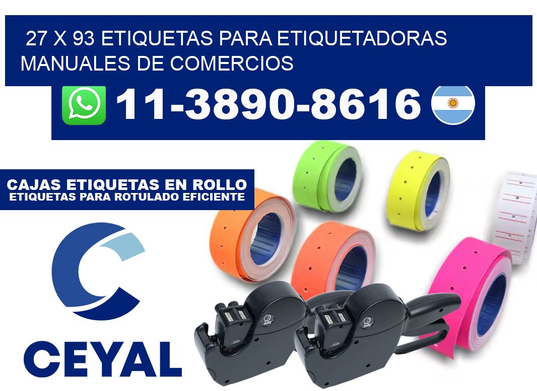27 x 93 etiquetas para etiquetadoras manuales de comercios