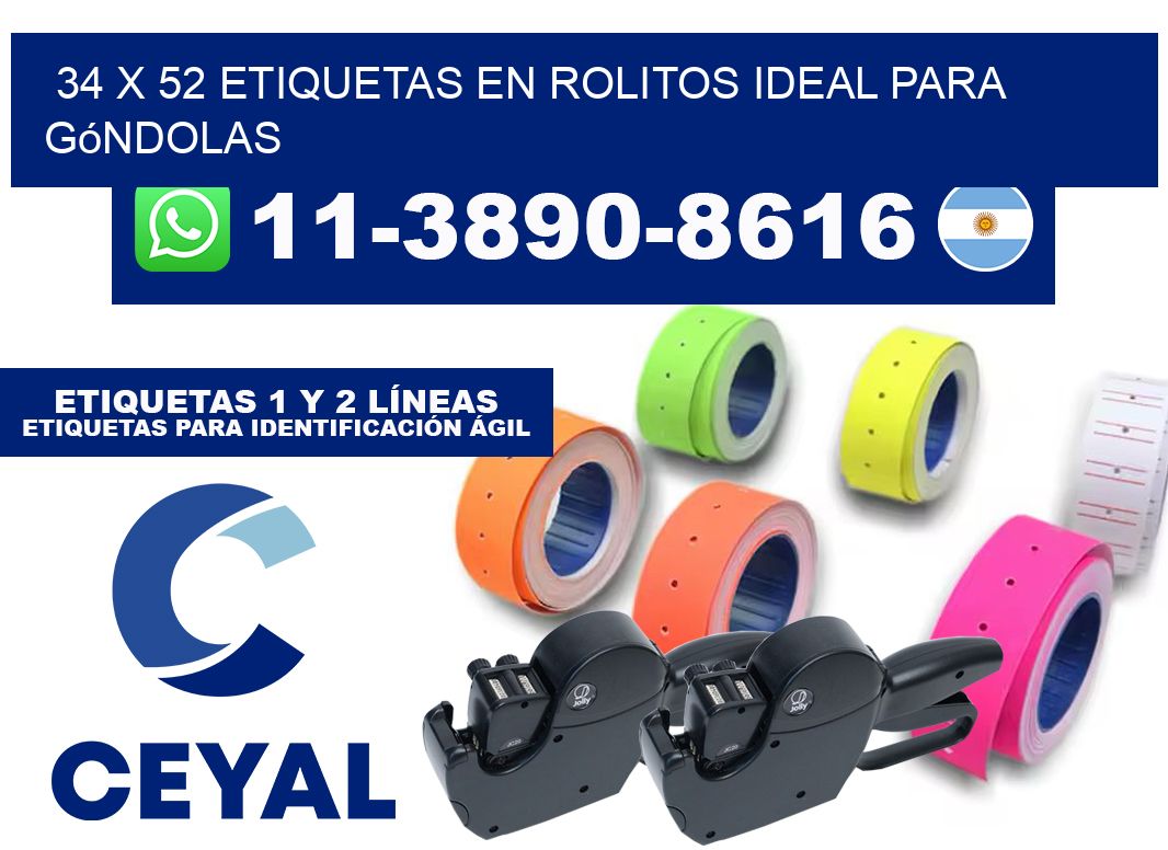 34 x 52 etiquetas en rolitos ideal para góndolas