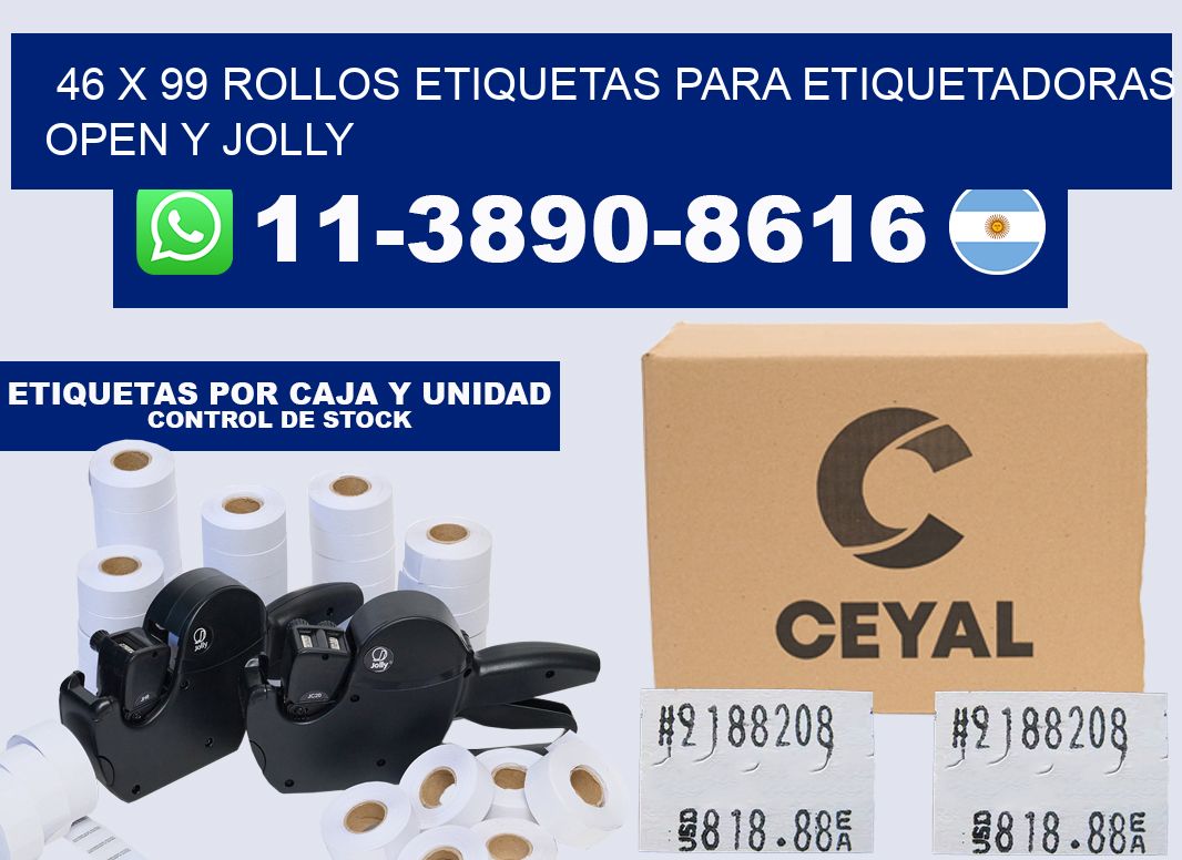 46 x 99 Rollos etiquetas para etiquetadoras open y jolly