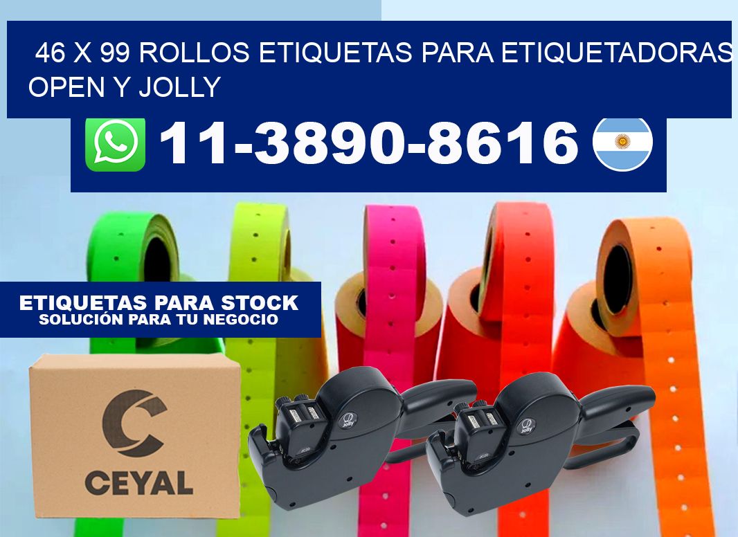 46 x 99 Rollos etiquetas para etiquetadoras open y jolly