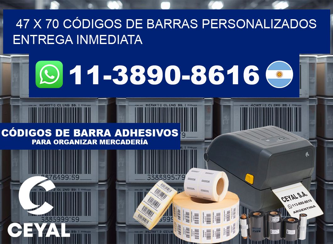 47 x 70 CÓDIGOS DE BARRAS PERSONALIZADOS ENTREGA INMEDIATA