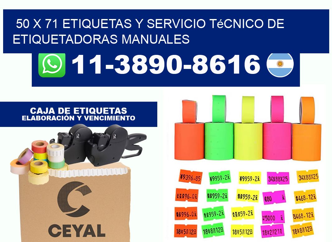 50 x 71 etiquetas y servicio técnico de etiquetadoras manuales
