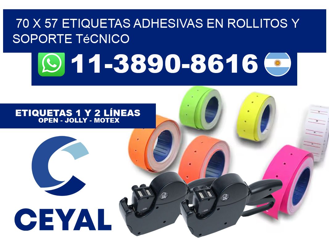 70 x 57 Etiquetas adhesivas en rollitos y soporte técnico