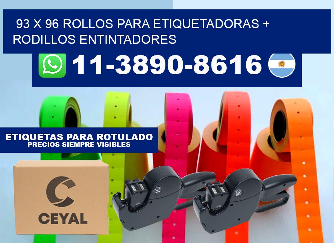 93 x 96 rollos para etiquetadoras + rodillos entintadores