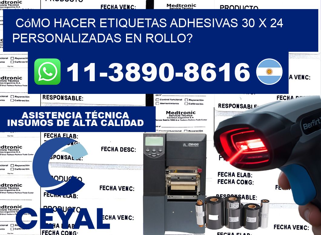 Cómo hacer etiquetas adhesivas 30 x 24 personalizadas en rollo?