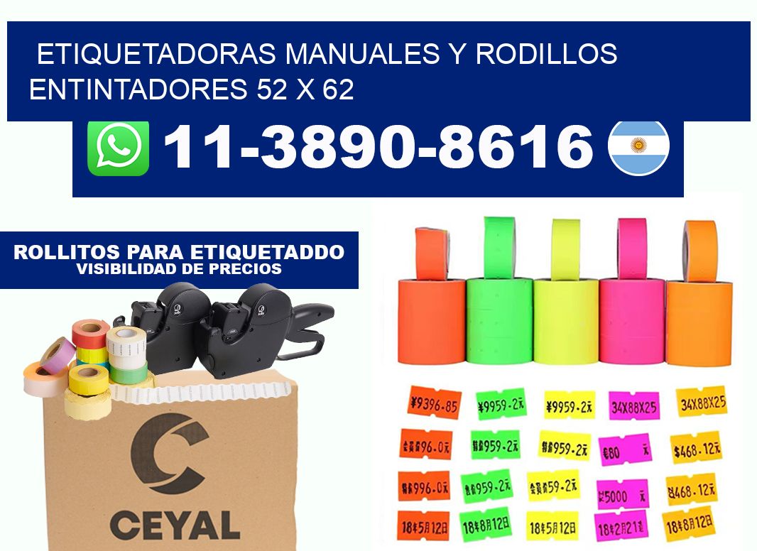 Etiquetadoras manuales y rodillos entintadores 52 x 62