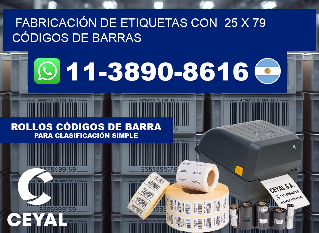 FABRICACIÓN DE ETIQUETAS CON  25 x 79 CÓDIGOS DE BARRAS