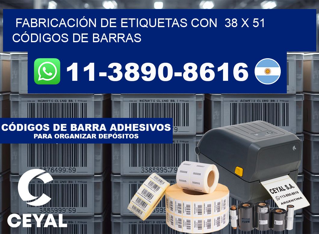 FABRICACIÓN DE ETIQUETAS CON 38 x 51 CÓDIGOS DE BARRAS