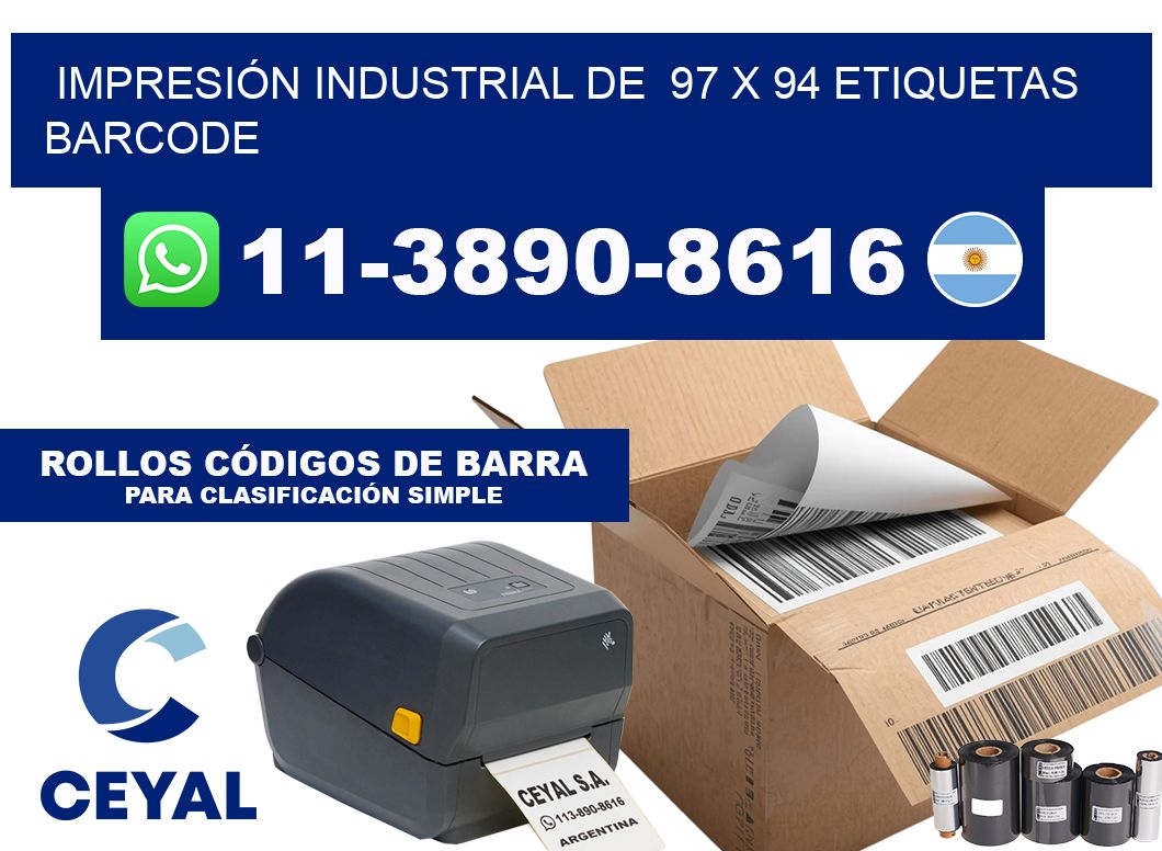 IMPRESIÓN INDUSTRIAL DE  97 x 94 ETIQUETAS BARCODE
