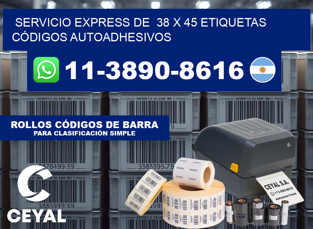 SERVICIO EXPRESS DE  38 x 45 ETIQUETAS CÓDIGOS AUTOADHESIVOS