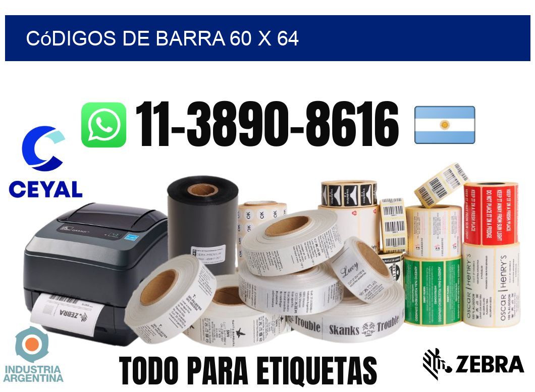 códigos de barra 60 x 64