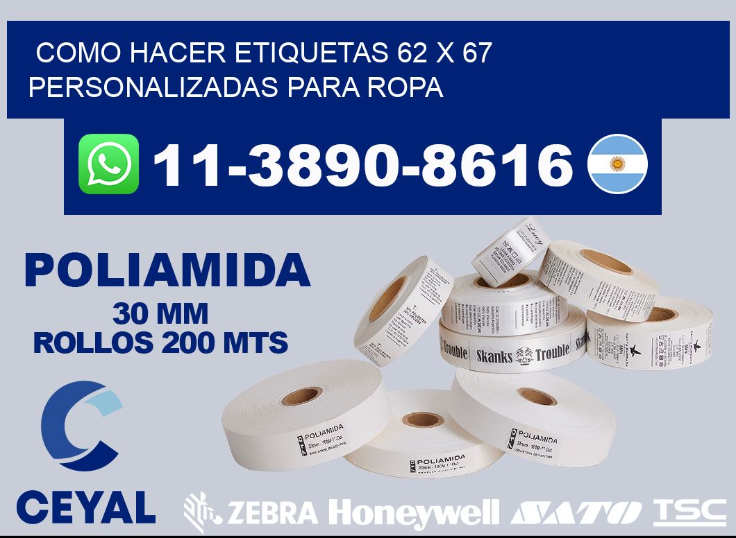 como hacer etiquetas 62 x 67 personalizadas para ropa