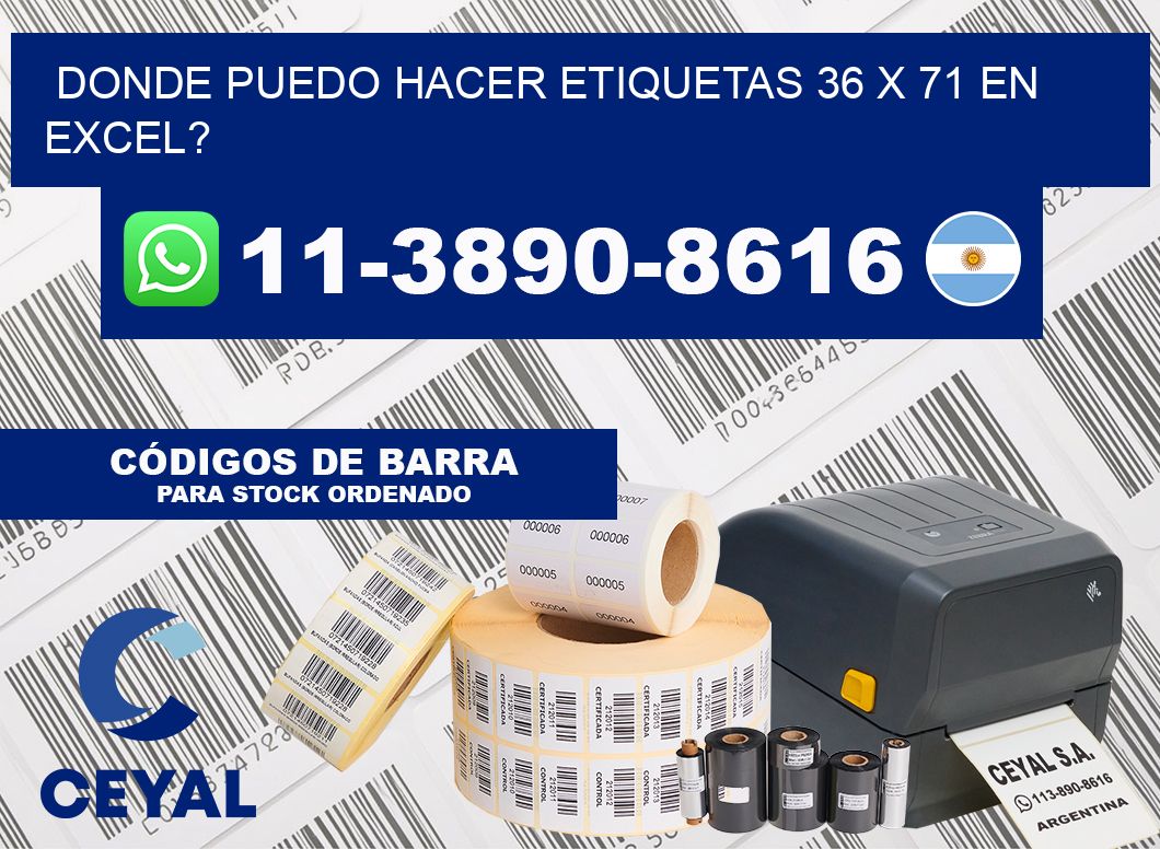 donde puedo hacer etiquetas 36 x 71 en excel?