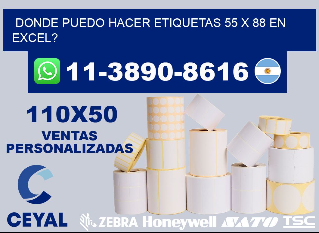 donde puedo hacer etiquetas 55 x 88 en excel?