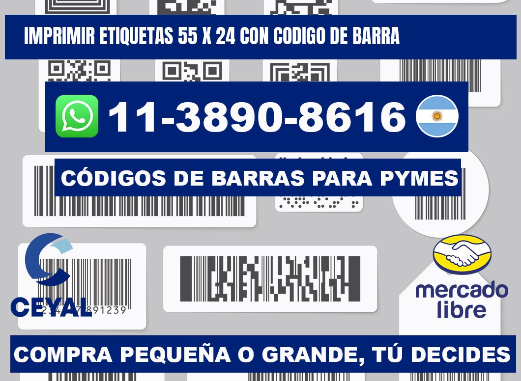 imprimir etiquetas 55 x 24 con codigo de barra