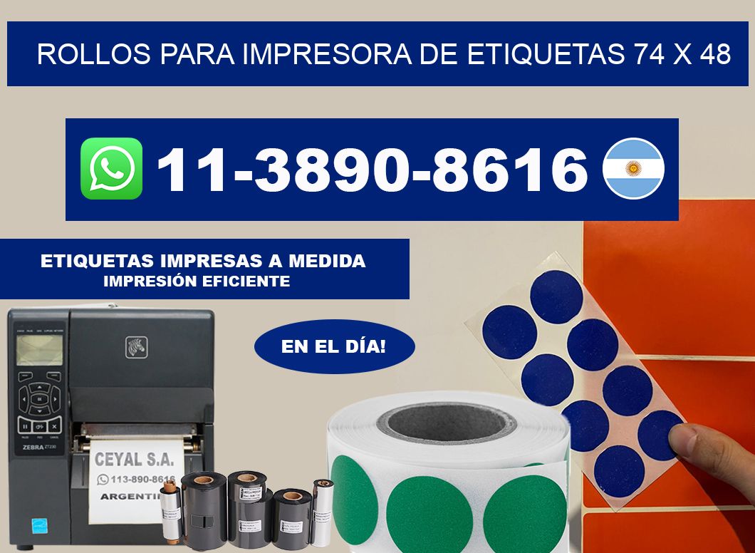rollos para impresora de etiquetas 74 x 48