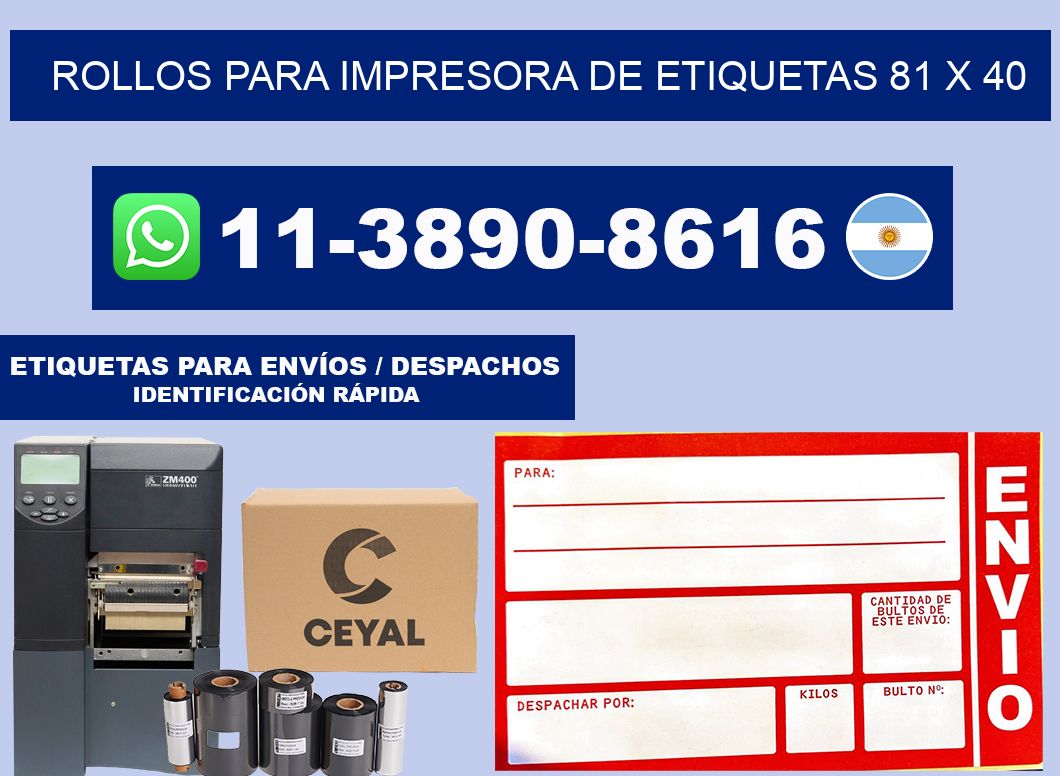 rollos para impresora de etiquetas 81 x 40