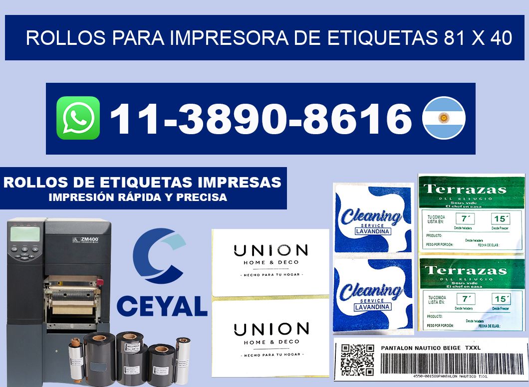 rollos para impresora de etiquetas 81 x 40