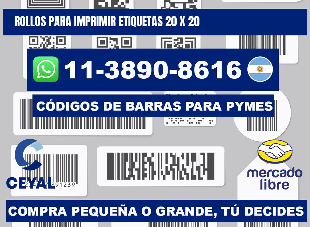 rollos para imprimir etiquetas 20 x 20