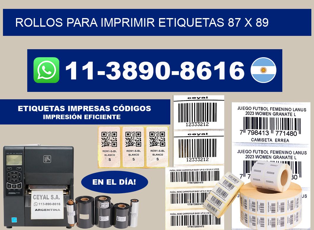 rollos para imprimir etiquetas 87 x 89