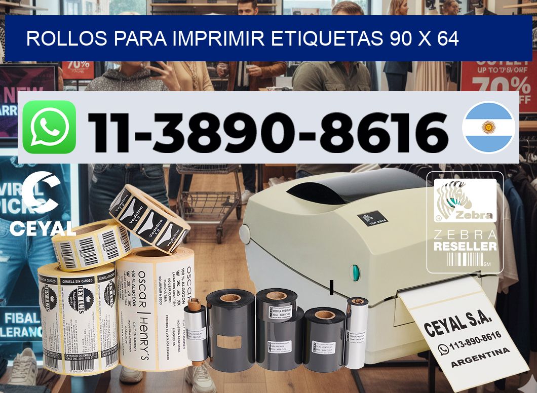 rollos para imprimir etiquetas 90 x 64