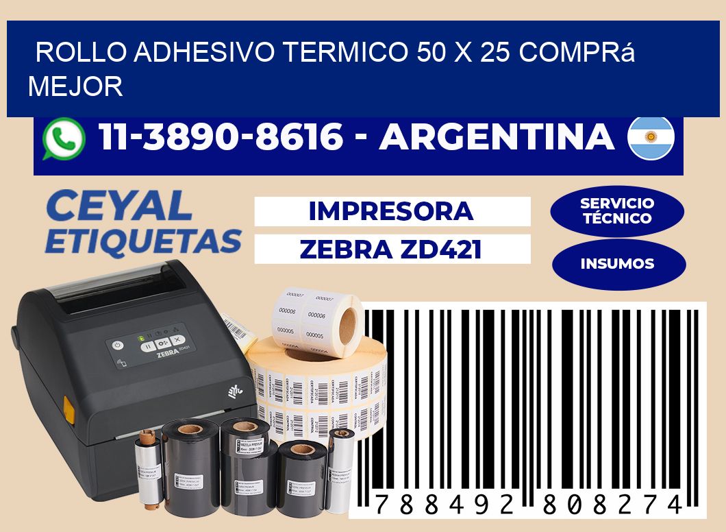 ROLLO ADHESIVO TERMICO 50 X 25 Comprá mejor