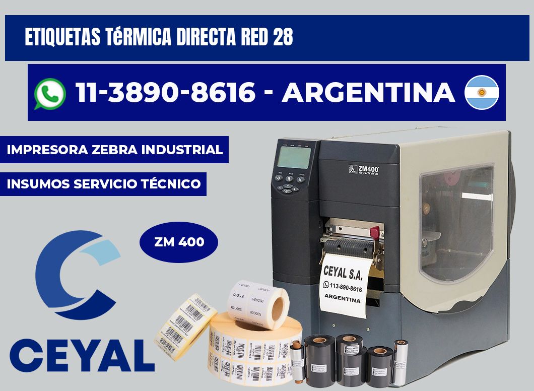 etiquetas térmica directa RED 28