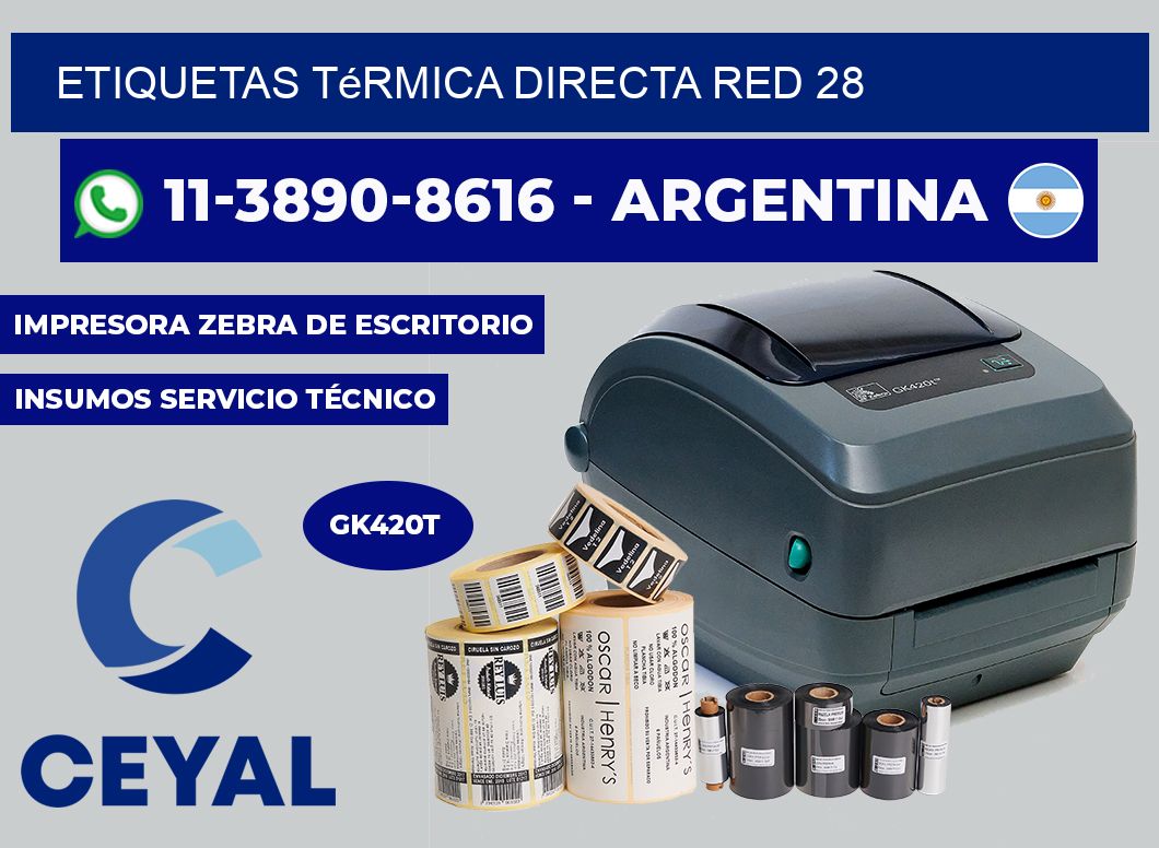 etiquetas térmica directa RED 28