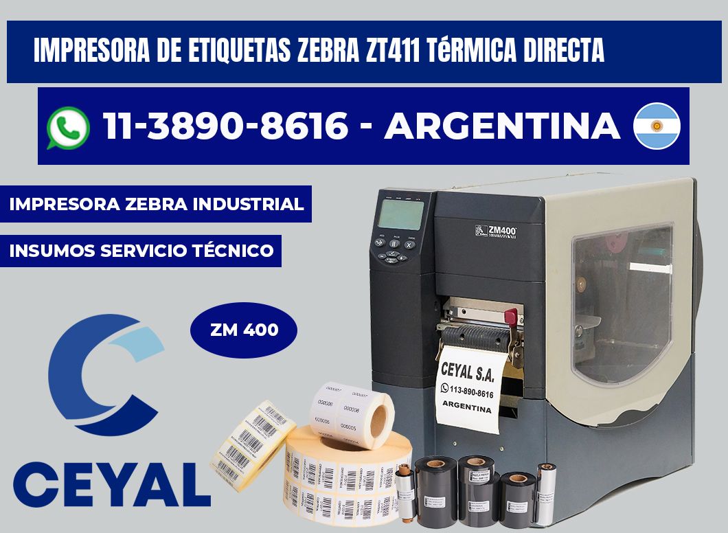 impresora de etiquetas zebra ZT411 térmica directa